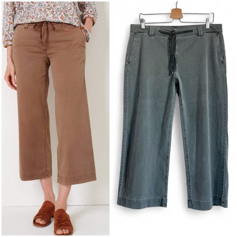 J Jill Extra Soft Waist Tie Wide Leg Cropped Pants in Green Size 14 - Picture 14 of 14